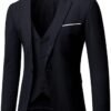 WULFUL Men’s Slim Fit Suit One Button 3-Piece Blazer Dress Business Wedding Party Jacket Vest & Pant - Image 3