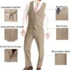 Mens Suit Solid Two Button Slim Fit Suit Set for Wedding Formal Business Suit Men 3 Piece Suit Blazer Vest Pants Set - Image 4