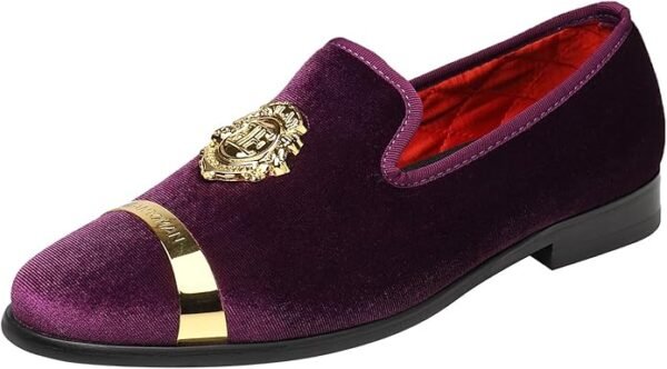 ELANROMAN Men\'s Velvet Loafers Dress Fashion Wedding Party Prom Shoes