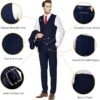 Men\'s Slim Fit 3 Piece Suit Two Button Business Wedding Dress Tux Suit Set Jacket Vest Pants with Tie - Image 3