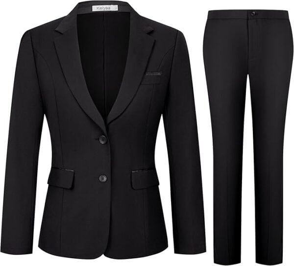 Women\'s 2 Piece Suit Lady 2 Button Business Work Office Slim Fit Blazer Jacket Pants Set