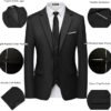 WULFUL Men\'s 3 Piece Slim Fit Suit Set Two Button Blazer Jacket Vest Pants Tuxedo Set for Party, Wedding and Business - Image 4