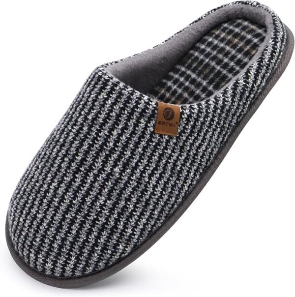 ONCAI Mens Cozy Memory Foam Scuff Slippers Slip On Warm House Shoes Indoor/Outdoor With Best Arch Support Size 7-15