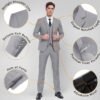 Mens 3 Piece Slim Fit Suit Set, 2 Button Solid Blazer Jacket Vest Pants Business Tuxedo - Image 6