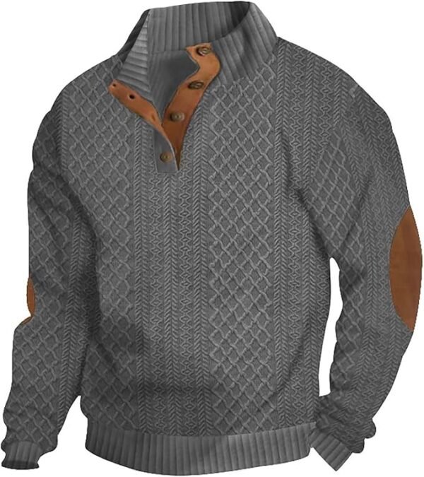 Long Sleeve Shrits for Men Stand Collar Corduroy Sweatshirt Casual Quater Button Pullover Fashion Print Sweatshirts