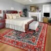 YJ.GWL Area Rug 4x6, Boho Vintage Washable Bedroom Rug, Soft Accent Rugs for Living Room Dining Room, Non-Slip Non-Shedding Low-Pile Entryway Rug Floor Carpet, Red - Image 2