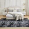 Andency 4x6 Shag Area Rug for Living Room, Tie-Dyed Dark Grey Soft Fuzzy Plush Indoor Carpets for Bedroom, Non Skid Fluffy Faux Fur Rug for Room - Image 3