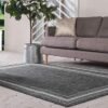 Unique Loom Outdoor Border Collection Area Rug - Soft Border (9\' x 12\' Rectangle, Black/ Ivory) - Image 2