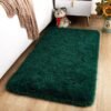 Merelax Soft Modern Indoor Shaggy Area Rug for Bedroom Livingroom Dorm Kids Room Home Decorative, Non-Slip Plush Fluffy Furry Fur Rugs Comfy Nursery Accent Floor Carpet 2x3 Feet, Deep Green - Image 2