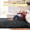 Ultra Soft Fluffy Area Rugs for Bedroom Living Room 6x9, Nursery Rug, Non-Slip Carpet for Kids Dorms Decor, Shaggy Bedside Rug, Black - Image 2