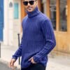 Mens Sweaters Turtleneck Cable Knitted Pullover Long Sleeve Slim Fit Chunky Casual Fall Winter Warm Cardigans - Image 5