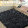 Ultra Soft Fluffy Area Rugs for Bedroom Living Room 6x9, Nursery Rug, Non-Slip Carpet for Kids Dorms Decor, Shaggy Bedside Rug, Black - Image 3