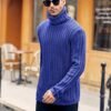 Mens Sweaters Turtleneck Cable Knitted Pullover Long Sleeve Slim Fit Chunky Casual Fall Winter Warm Cardigans - Image 4