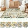 Large Area Rug 9x12 Vintage Rugs Non Slip Living Room Rug Non Shedding Soft Rug Stain Resistant Distressed Rug Carpet Indoor Floor Cover Accent Rug for Bedroom, Green Multi - Image 5