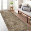 Runner Rug, Ultra-Thin Foldable Low Pile Rugs for Hallways Kitchen Bedroom, Machine Washable Non Slip Rubber Rugs Backing, Sound Absorbing Decorative Sage Rectangle 2x5 Rug - Image 2