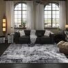 Area Rug 5x7 Washable Rug Boho Soft Abstract Pattern Non-Slip Faux Wool Vintage Rug for Living Room, Bedroom Rug, Farmhouse, Dining Room, Kids Playroom, Grey and Black - Image 4