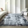 Area Rug 5x7 Washable Rug Boho Soft Abstract Pattern Non-Slip Faux Wool Vintage Rug for Living Room, Bedroom Rug, Farmhouse, Dining Room, Kids Playroom, Grey and Black - Image 2