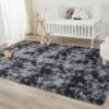 Andency 4x6 Shag Area Rug for Living Room, Tie-Dyed Dark Grey Soft Fuzzy Plush Indoor Carpets for Bedroom, Non Skid Fluffy Faux Fur Rug for Room - Image 4