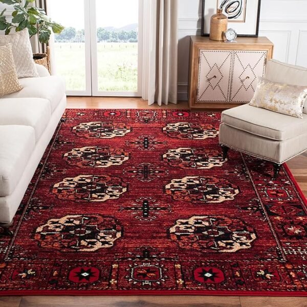 SAFAVIEH Vintage Hamadan Collection Area Rug - 8\' x 10\', Red & Multi, Oriental Traditional Persian Design, Non-Shedding & Easy Care, Ideal for High Traffic Areas in Living Room, Bedroom (VTH212A)