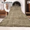 Area Rug 8x10 Washable Rug Brown Vintage Rug Traditional Mat Distressed Indoor Foldable Thin Rug Retro Accent Rug Floral Print Rug Non Slip Carpet Living Room Dining Room Office - Image 4