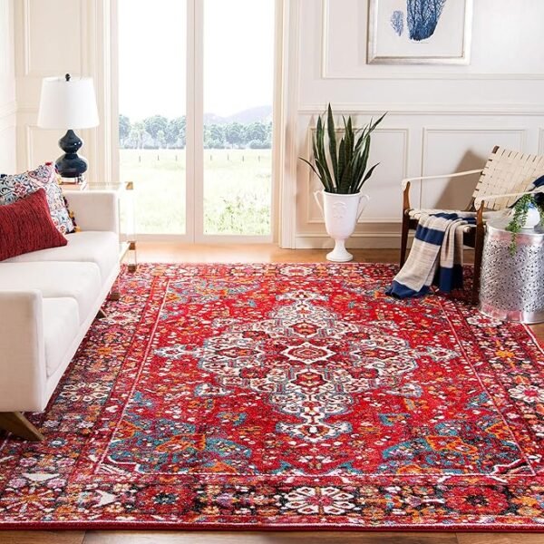 SAFAVIEH Vintage Hamadan Collection Area Rug - 10\'6\" x 14\', Red & Multi, Oriental Traditional Persian Design, Non-Shedding & Easy Care, Ideal for High Traffic Areas in Living Room, Bedroom (VTH222A)