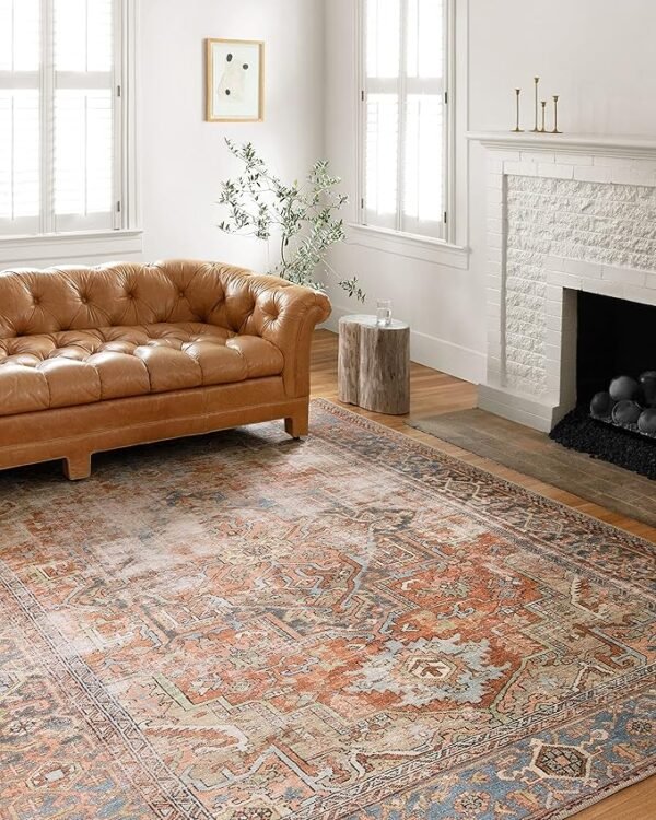 Loloi II Loren Terracotta/Sky 5\'-0\" x 7\'-6\" Area Rug