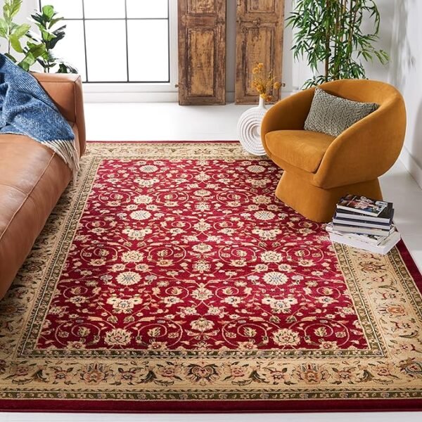 SAFAVIEH Lyndhurst Collection Area Rug - 10\' x 14\', Red & Ivory, Traditional Oriental Design, Non-Shedding & Easy Care, Ideal for High Traffic Areas in Living Room, Bedroom (LNH312A)