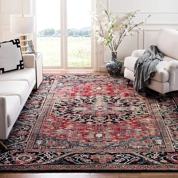 SAFAVIEH Vintage Hamadan Collection Area Rug - 10\'6\" x 14\', Red & Multi, Oriental Traditional Persian Design, Non-Shedding & Easy Care, Ideal for High Traffic Areas in Living Room, Bedroom (VTH215A)