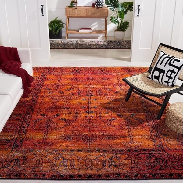 SAFAVIEH Vintage Hamadan Collection Area Rug - 10\'6\" x 14\', Orange, Oriental Traditional Persian Design, Non-Shedding & Easy Care, Ideal for High Traffic Areas in Living Room, Bedroom (VTH216C)